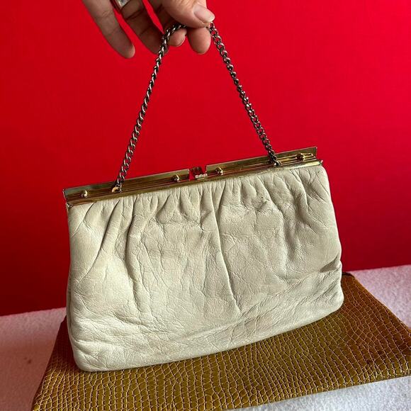 Vintage Purses Clutch Cream Golden Yellow Retro Classic Grandmacore Handbags - Picture 3 of 8